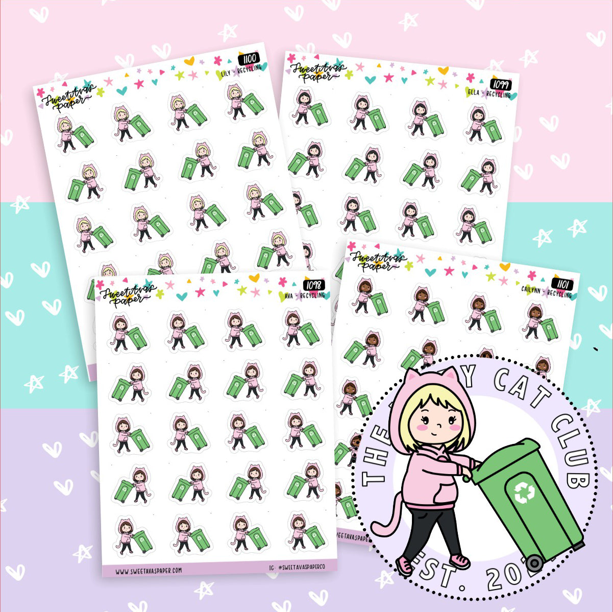 Recyle Planner Stickers - The Kitty Cat Club