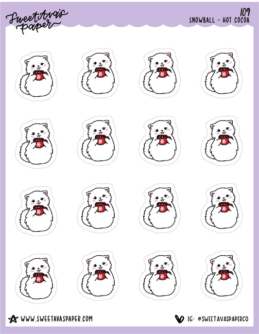 Peppermint Mocha Stickers - Snowball The Cat - [109]