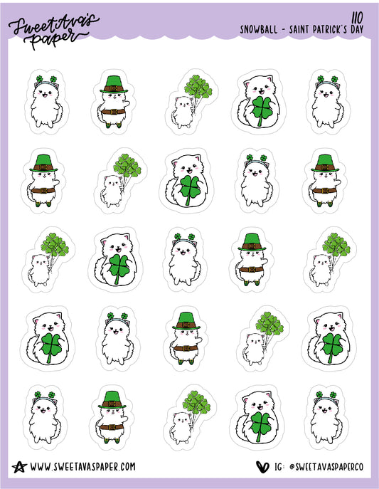 ICON SIZE - Saint Patrick's Day Stickers - Snowball The Cat - [110]