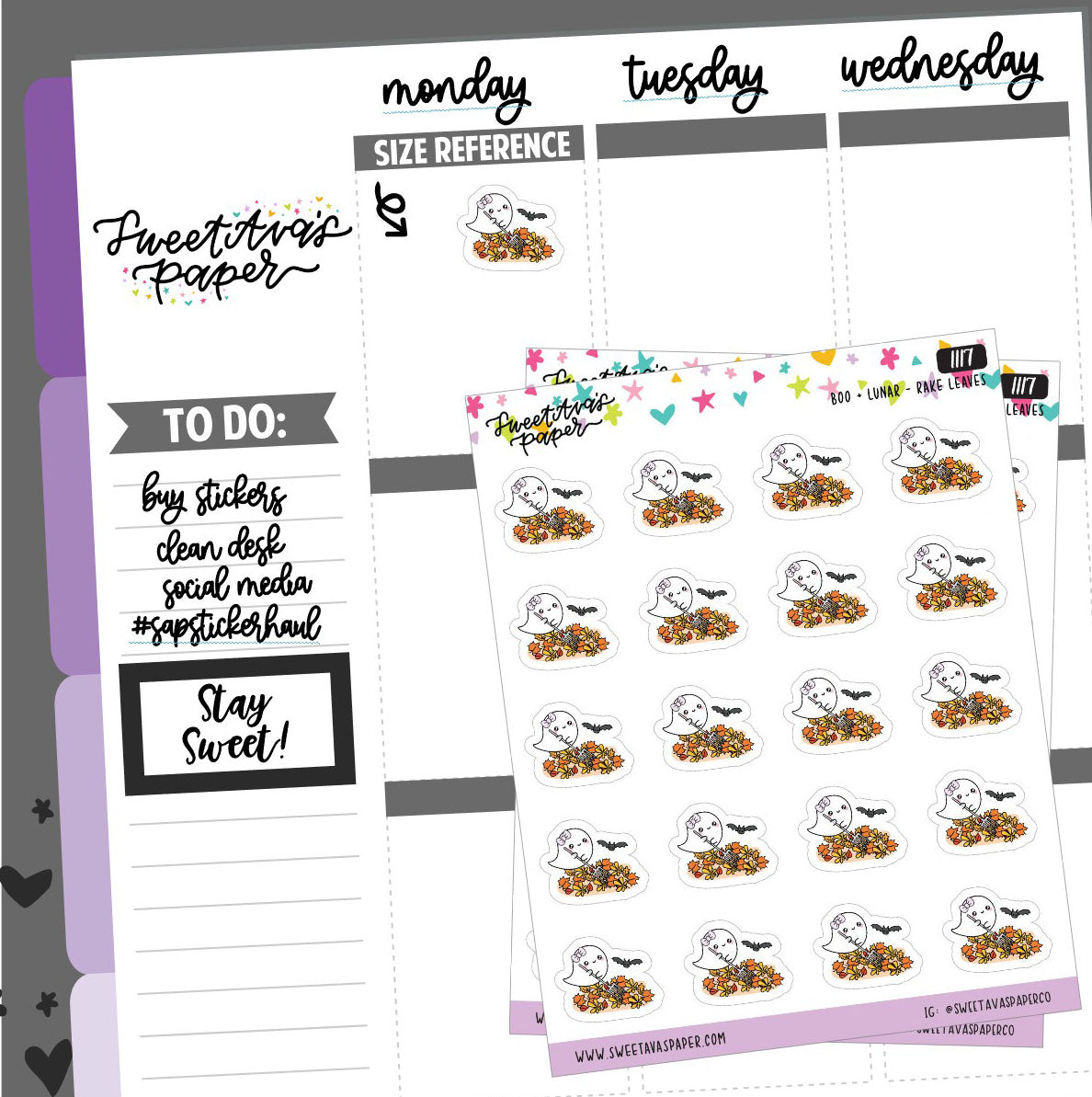 Raking Leaves Planner Stickers - Boo and Lunar [1117]