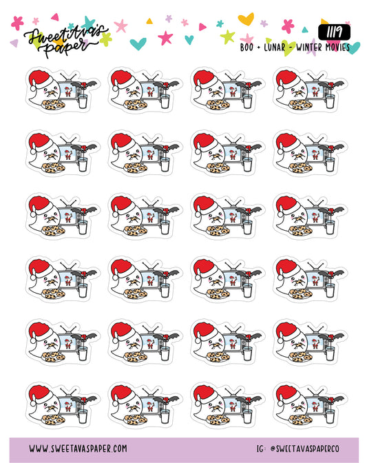 Watching Holiday Movies Planner Stickers - Boo and Lunar - [1119]