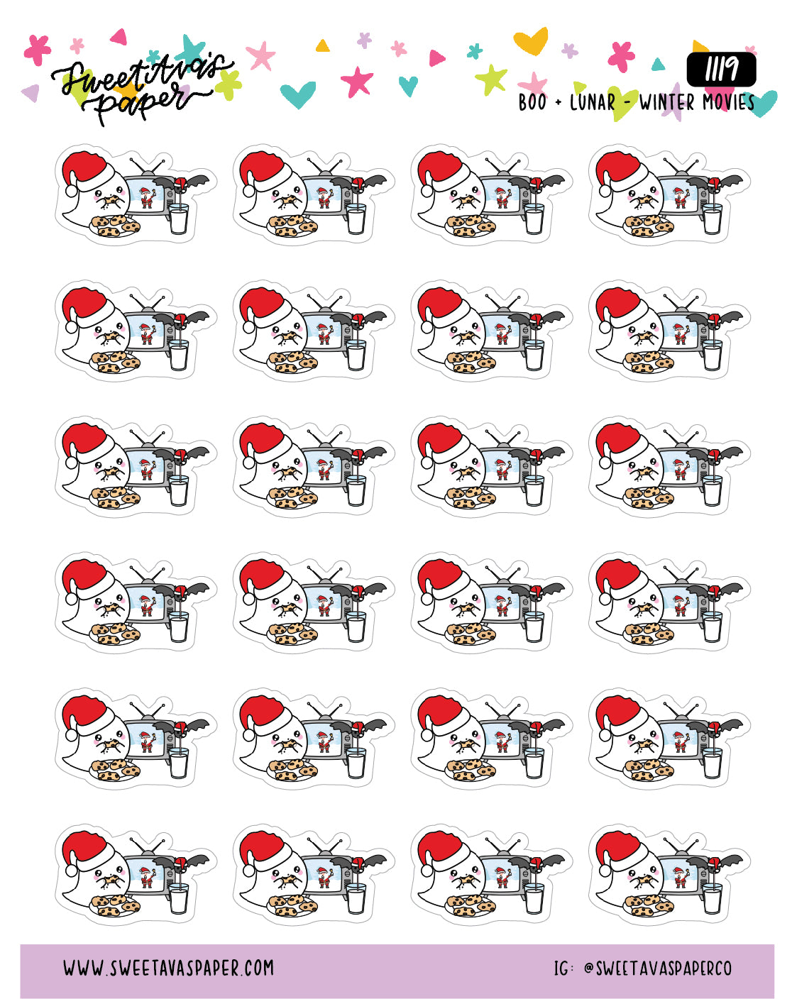 Watching Holiday Movies Planner Stickers - Boo and Lunar - [1119]