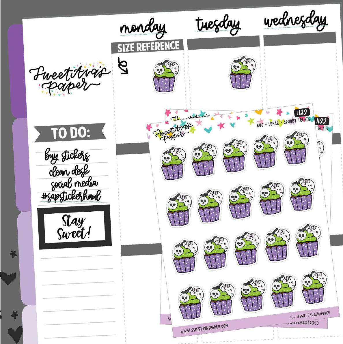 Spooky Cupcake Planning Planner Stickers - Boo and Lunar [1122]