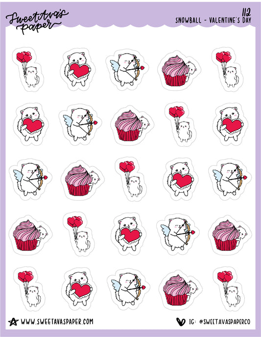 ICON SIZE - Valentine's Day Stickers - Snowball The Cat - [112]
