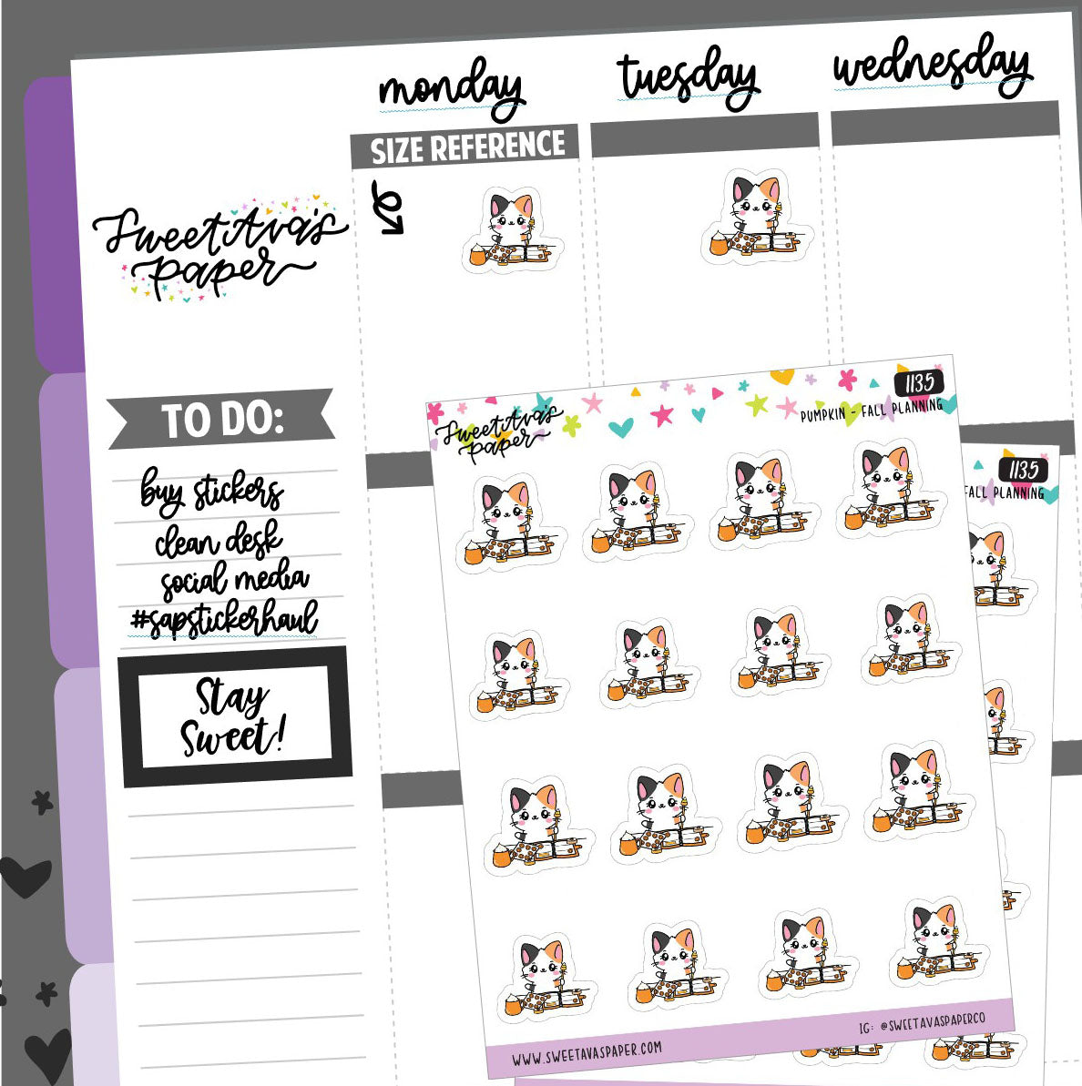 Halloween Planning Planner Stickers - Pumpkin The Cat - [1135]