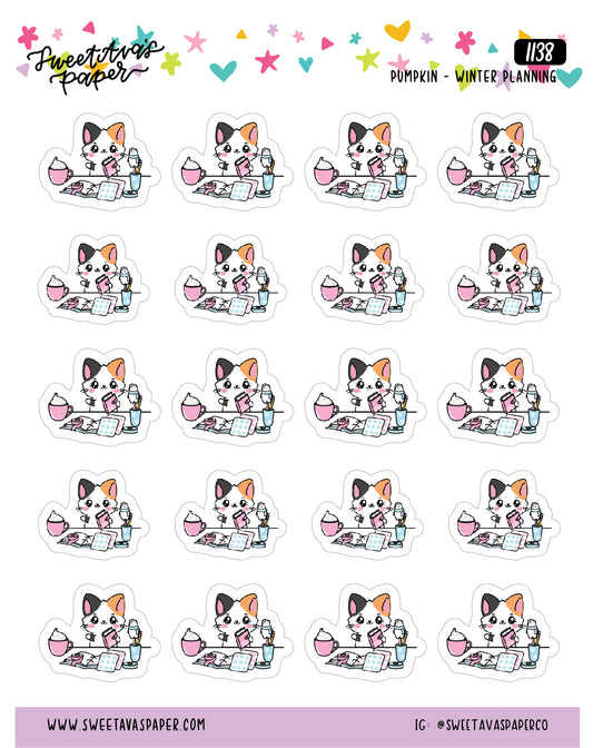 Winter Planning Planner Stickers - Pumpkin The Cat - [1138]