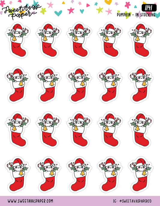 In A Stocking Planner Stickers - Pumpkin The Cat - [1141]