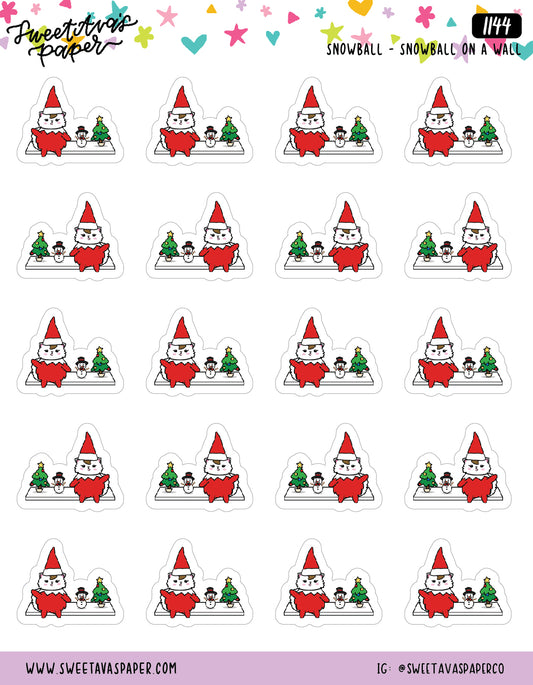 Elf Snowball on a Wall Planner Stickers - Snowball The Cat - [1144]