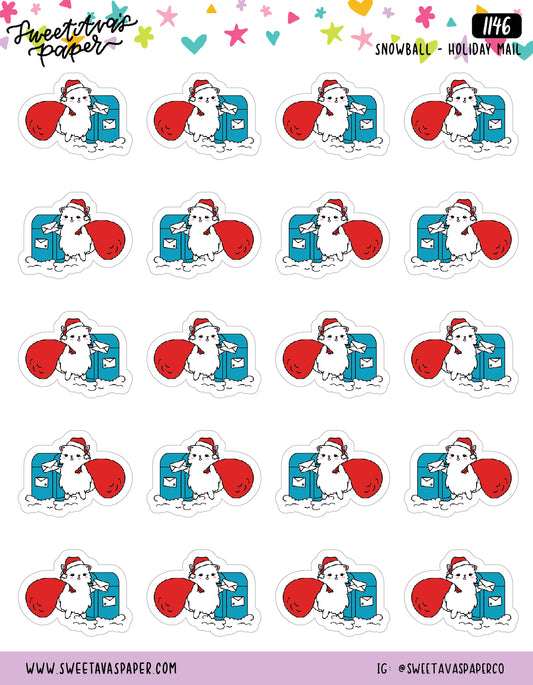 Winter Post Office Planner Stickers - Snowball The Cat - [1146]