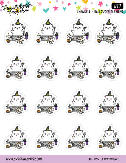 Halloween Planner Planner Stickers - Snowball The Cat - [1147]