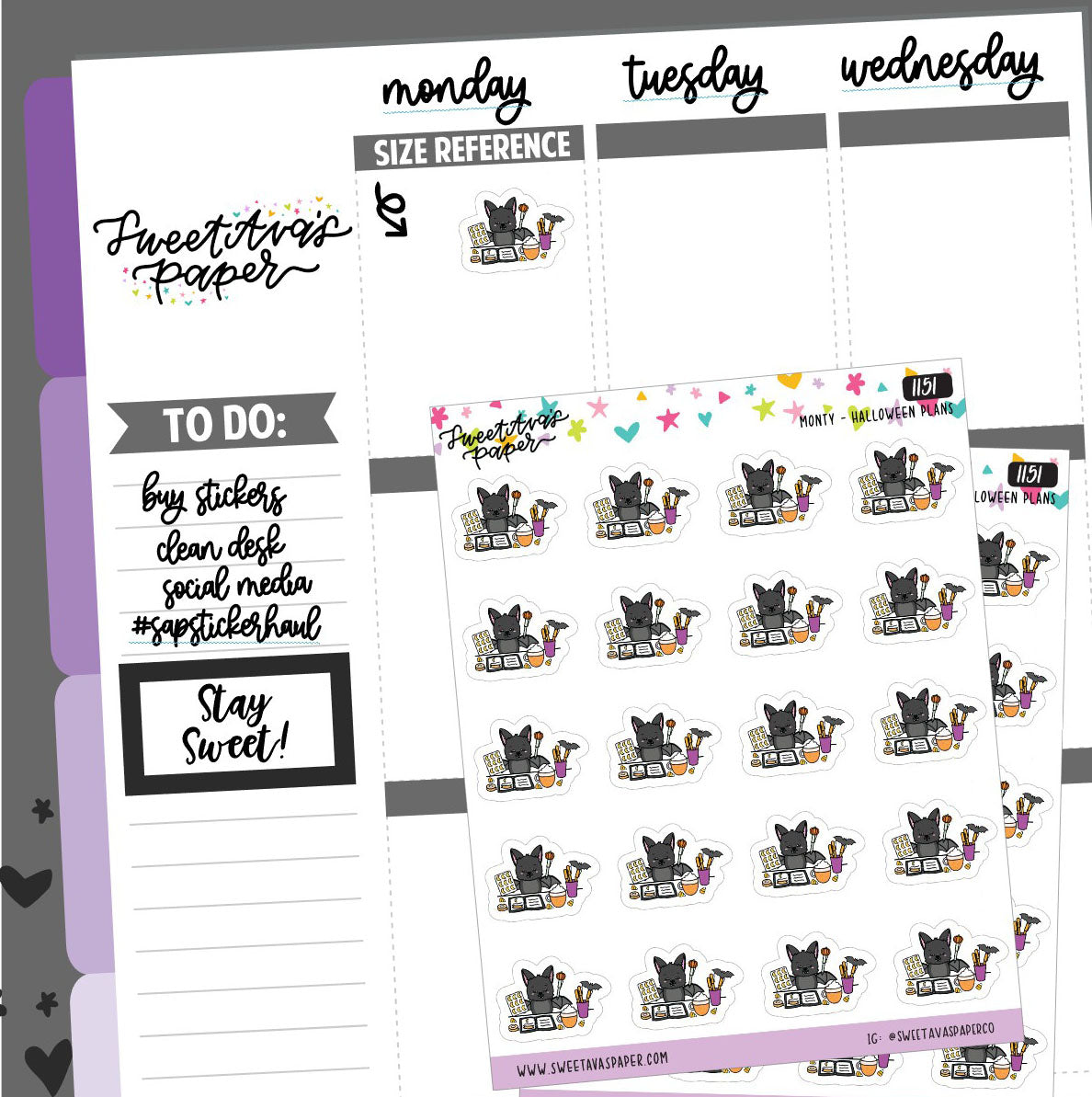 Halloween Planning With Stickers Planner Stickers - Monty The Bat - [1151]
