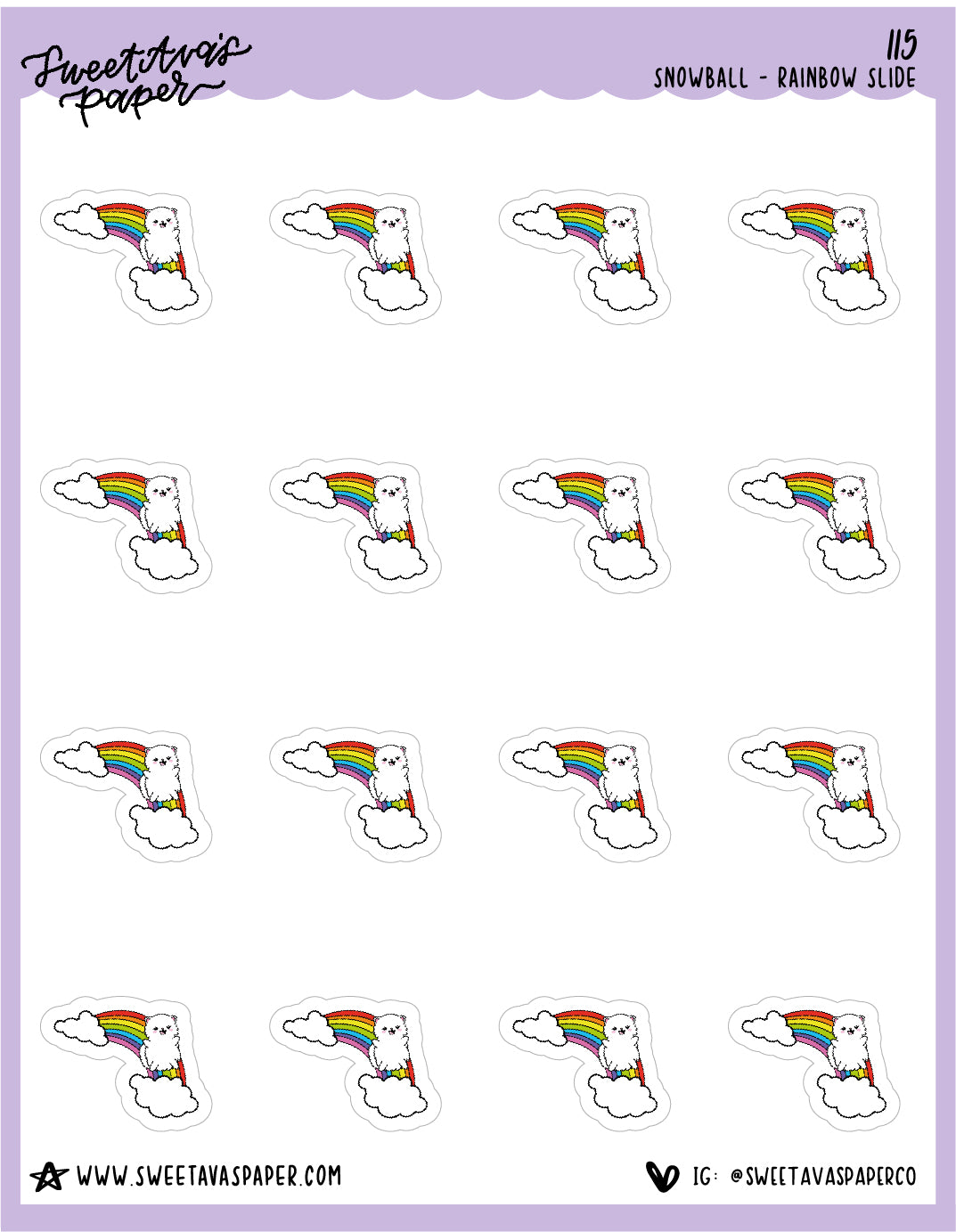 ICON SIZE - Rainbow Slide Stickers - Snowball The Cat - [115]
