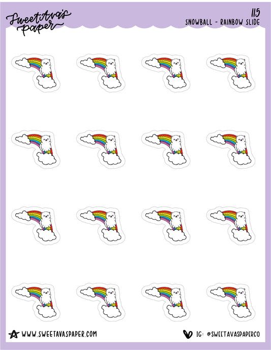 ICON SIZE - Rainbow Slide Stickers - Snowball The Cat - [115]