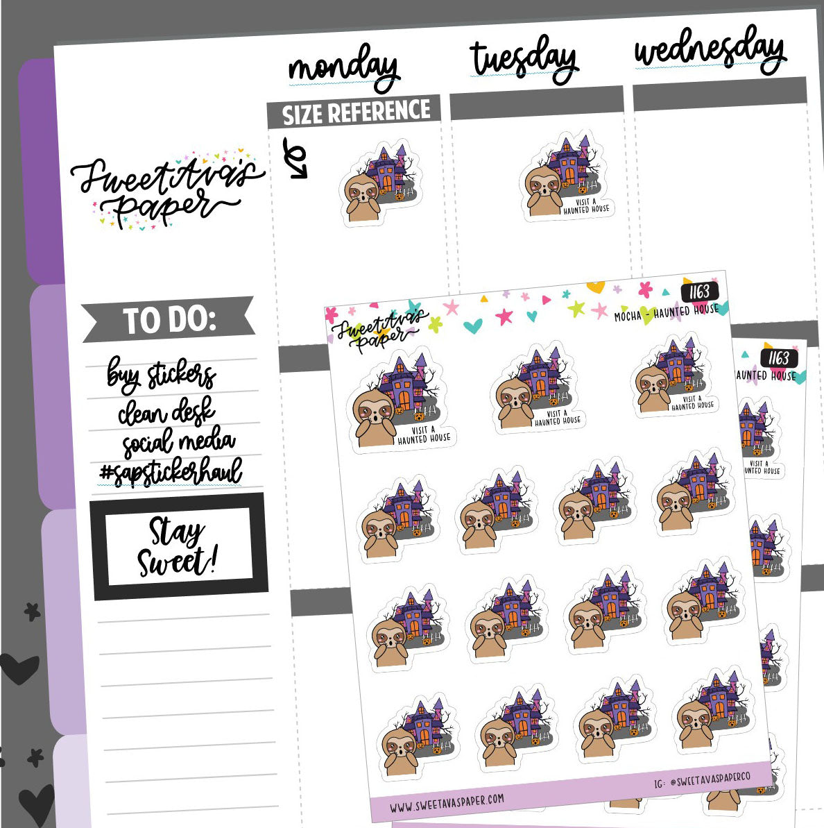 Haunted House Planner Stickers - Mocha The Sloth [1163]