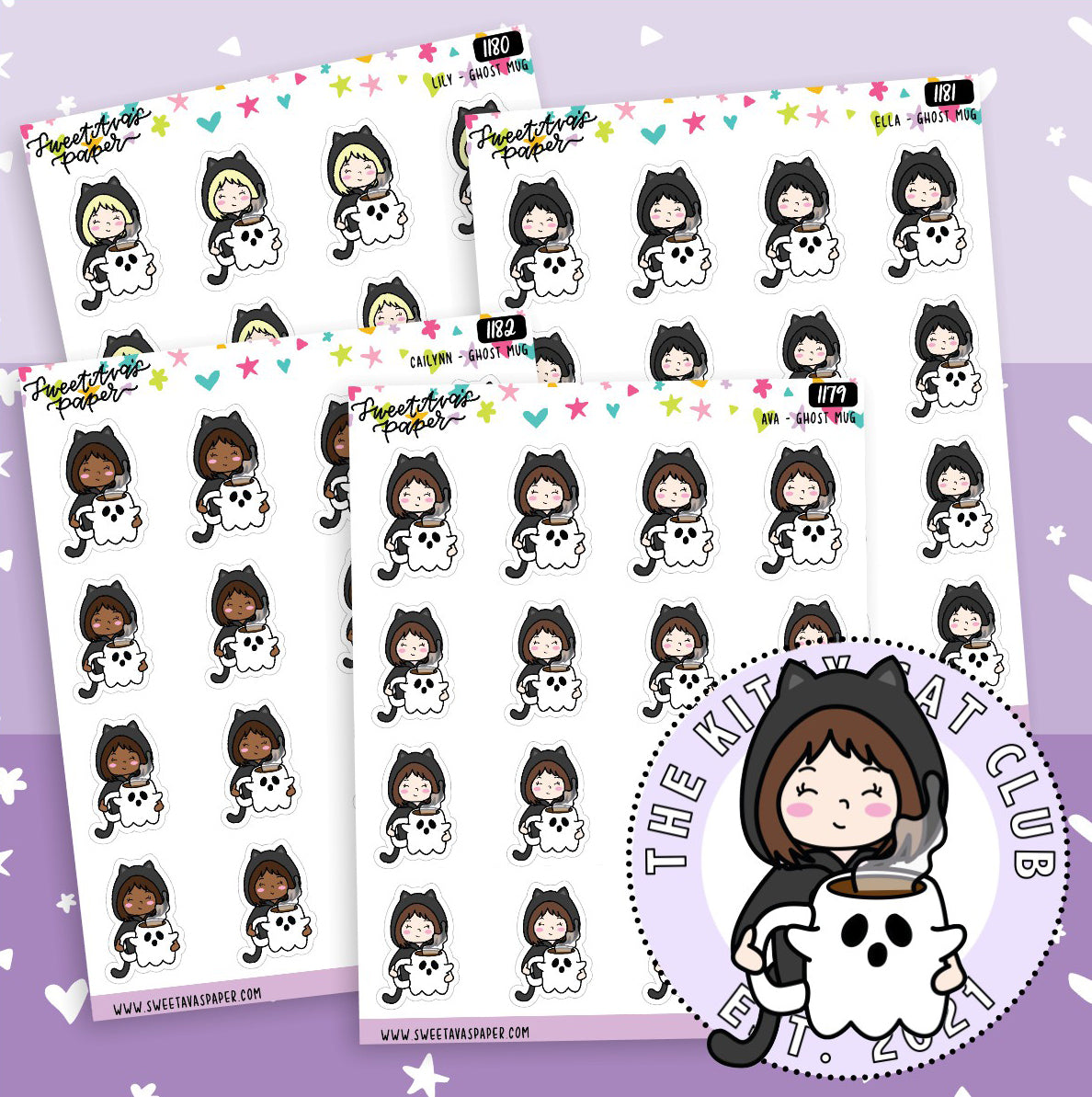 Ghost Mug Planner Stickers - The Kitty Cat Club