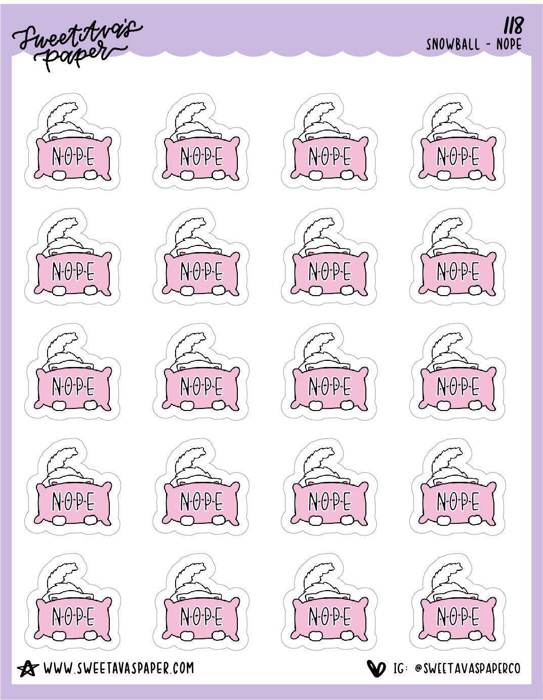 Nope Pillow Stickers - Snowball The Cat - [118]