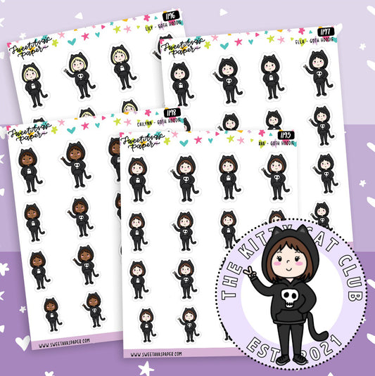 Skull and Ghost Hoodie Planner Stickers - The Kitty Cat Club