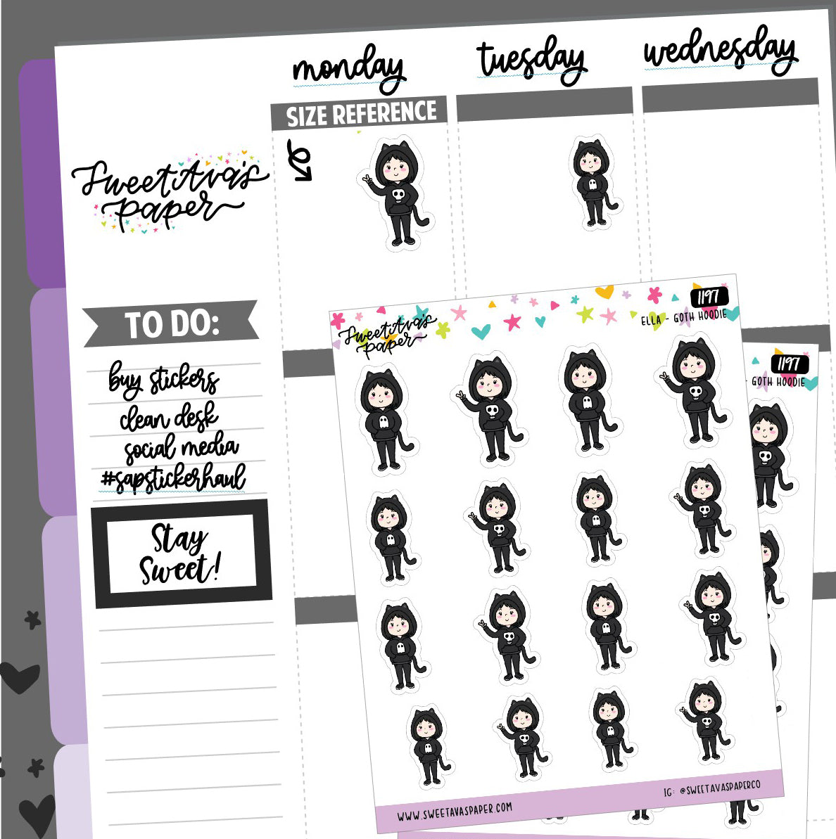 Skull and Ghost Hoodie Planner Stickers - The Kitty Cat Club