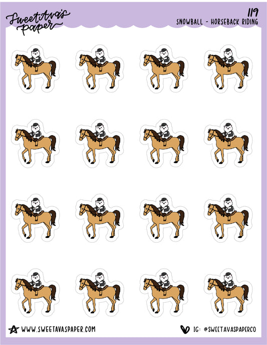 Horseback Riding Stickers - Snowball The Cat - [119]