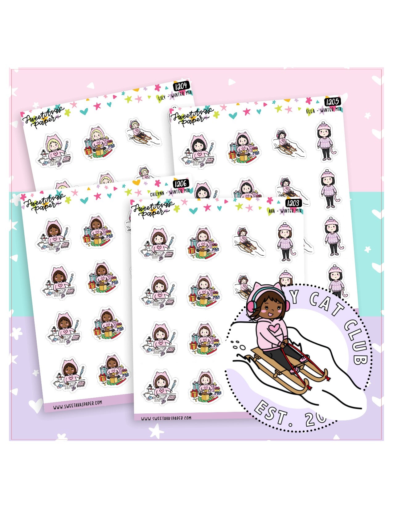 Winter Mix Planner Stickers - The Kitty Cat Club