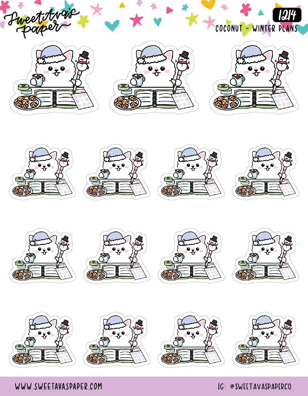 Winter Planning Planner Stickers - Coconut the Puppy [1214]