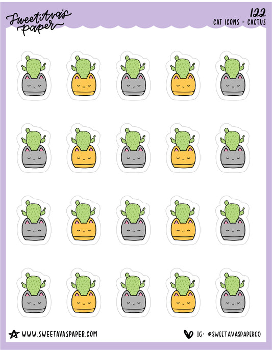 Cactus Stickers - Cat Shaped Icons - [122]