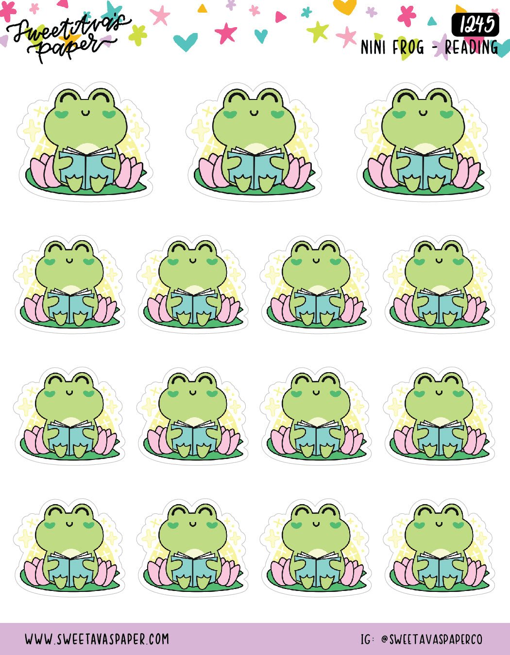 Reading Frog Planner Stickers - Nini Frog - [1245]