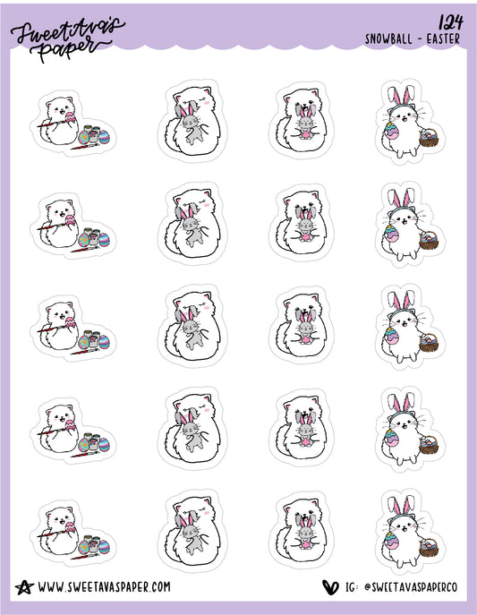 ICON SIZE - Easter Bunny Stickers - Snowball The Cat - [124]
