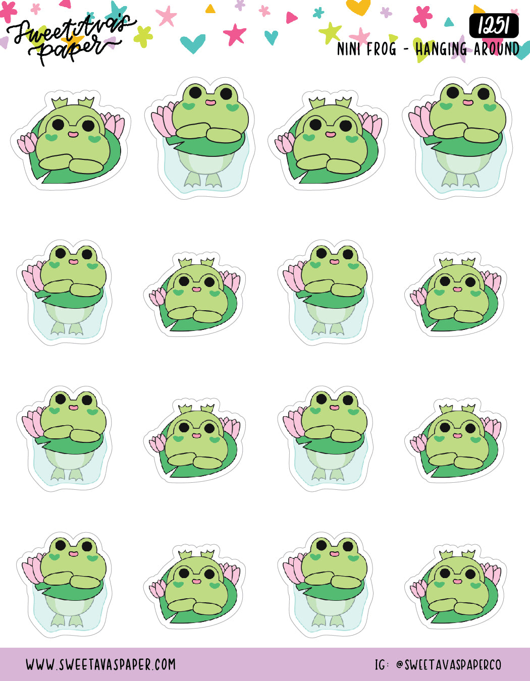 Hanging Around The Pond Planner Stickers - Nini Frog [1251]