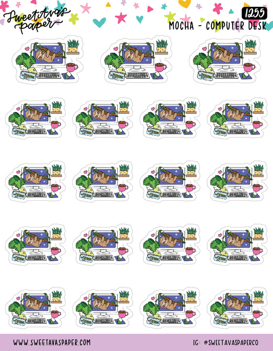 Jungle Desktop Planner Stickers - Icon Stickers - Mocha The Sloth - [1255]