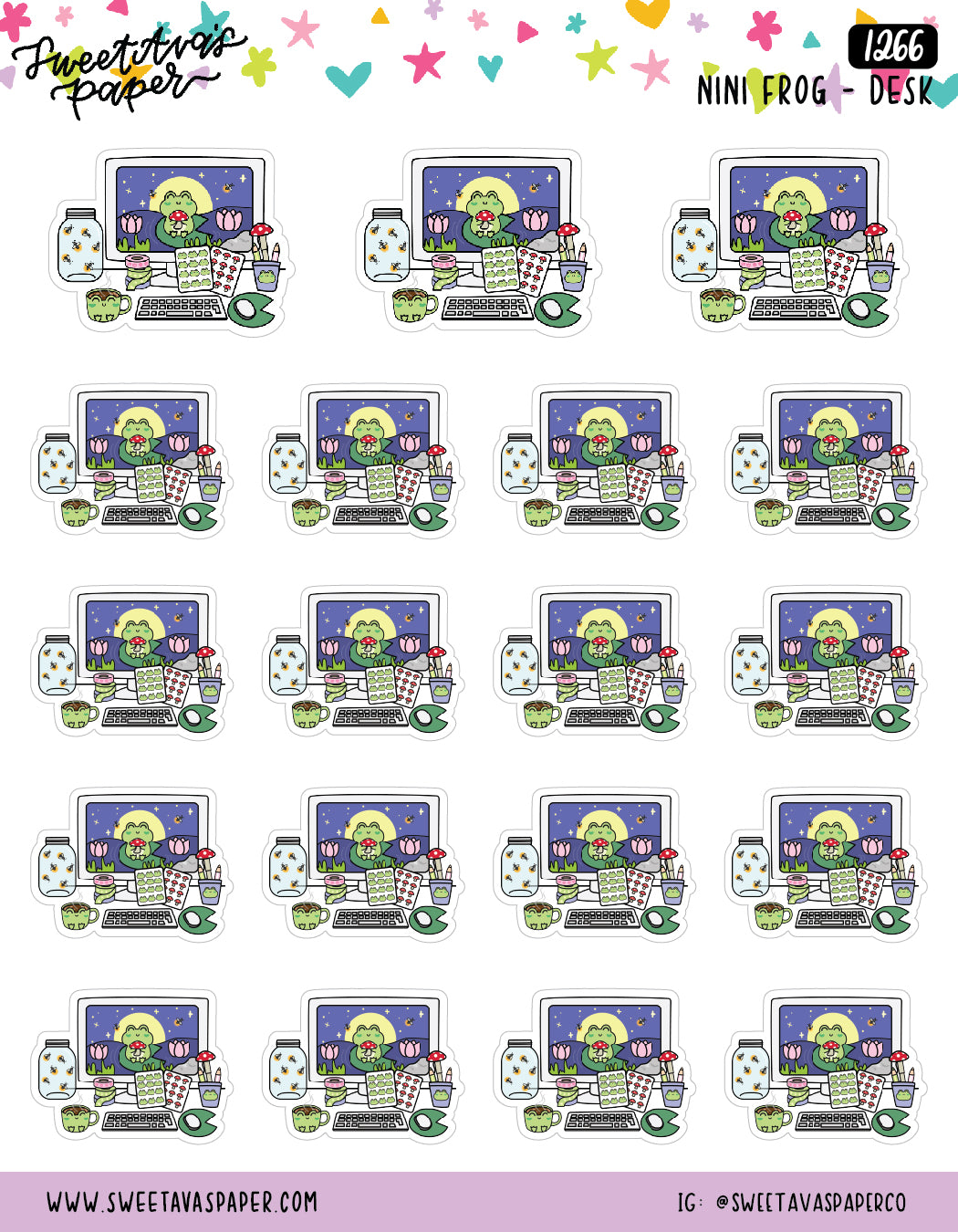 Pond Desktop Planner Stickers - Icon Stickers - Nini Frog - [1266]