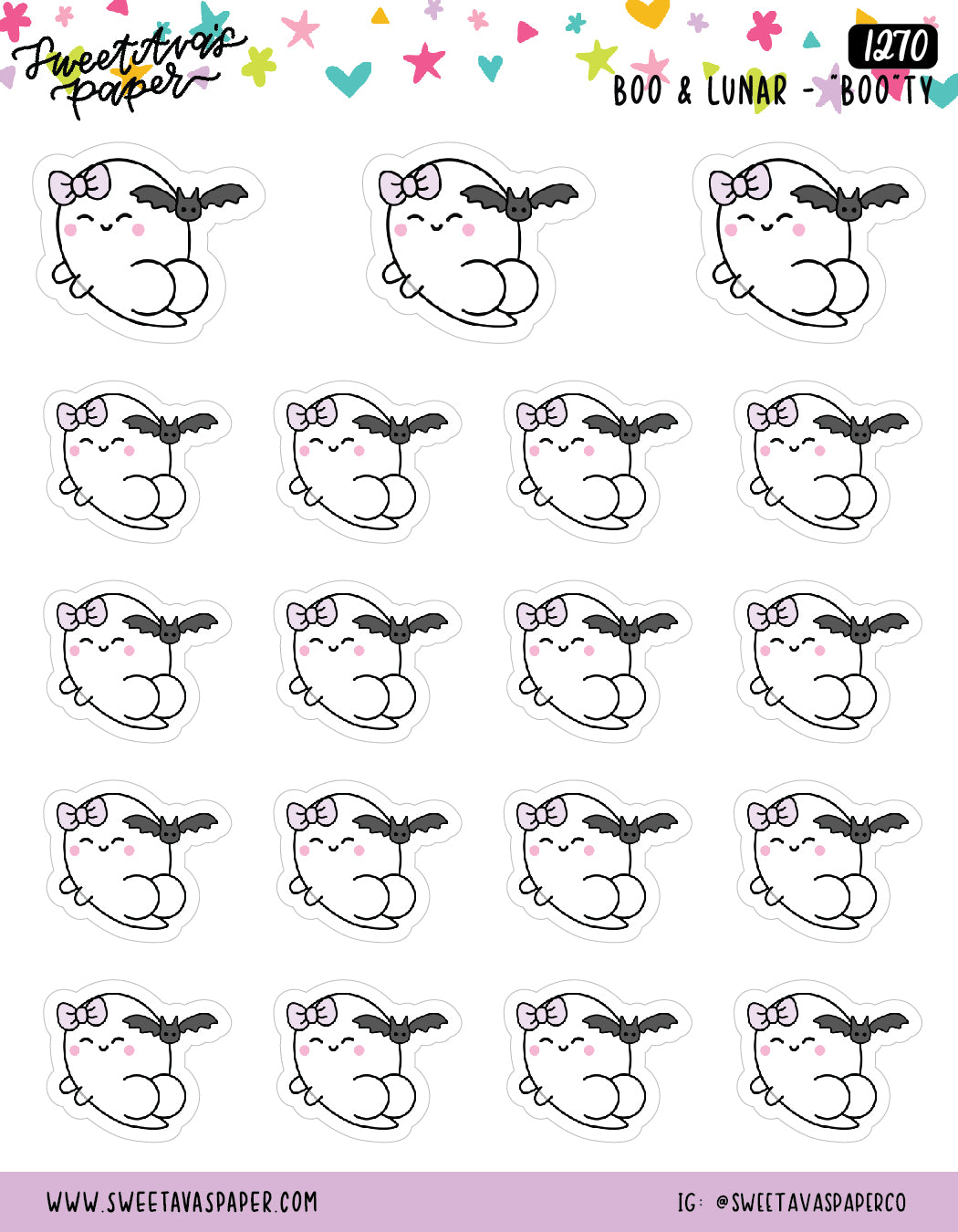 Booty Butt Planner Stickers - Boo and Lunar [1270]