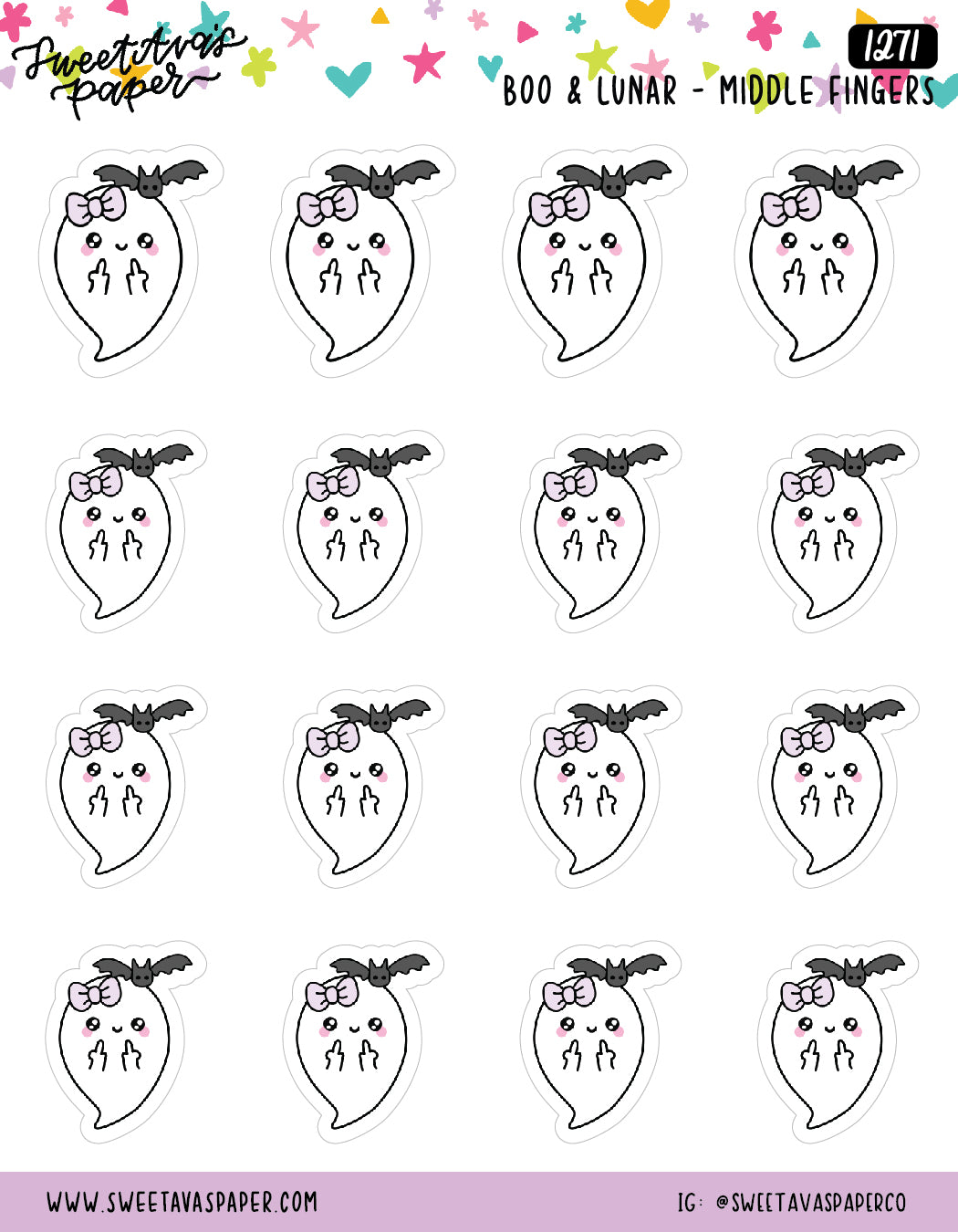 Middle Finger Planner Stickers - Boo and Lunar [1271]