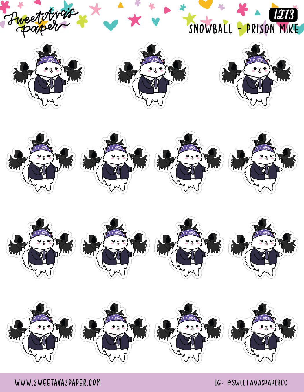 Prison Mike Dementors Planner Stickers - Snowball The Cat - [1273]