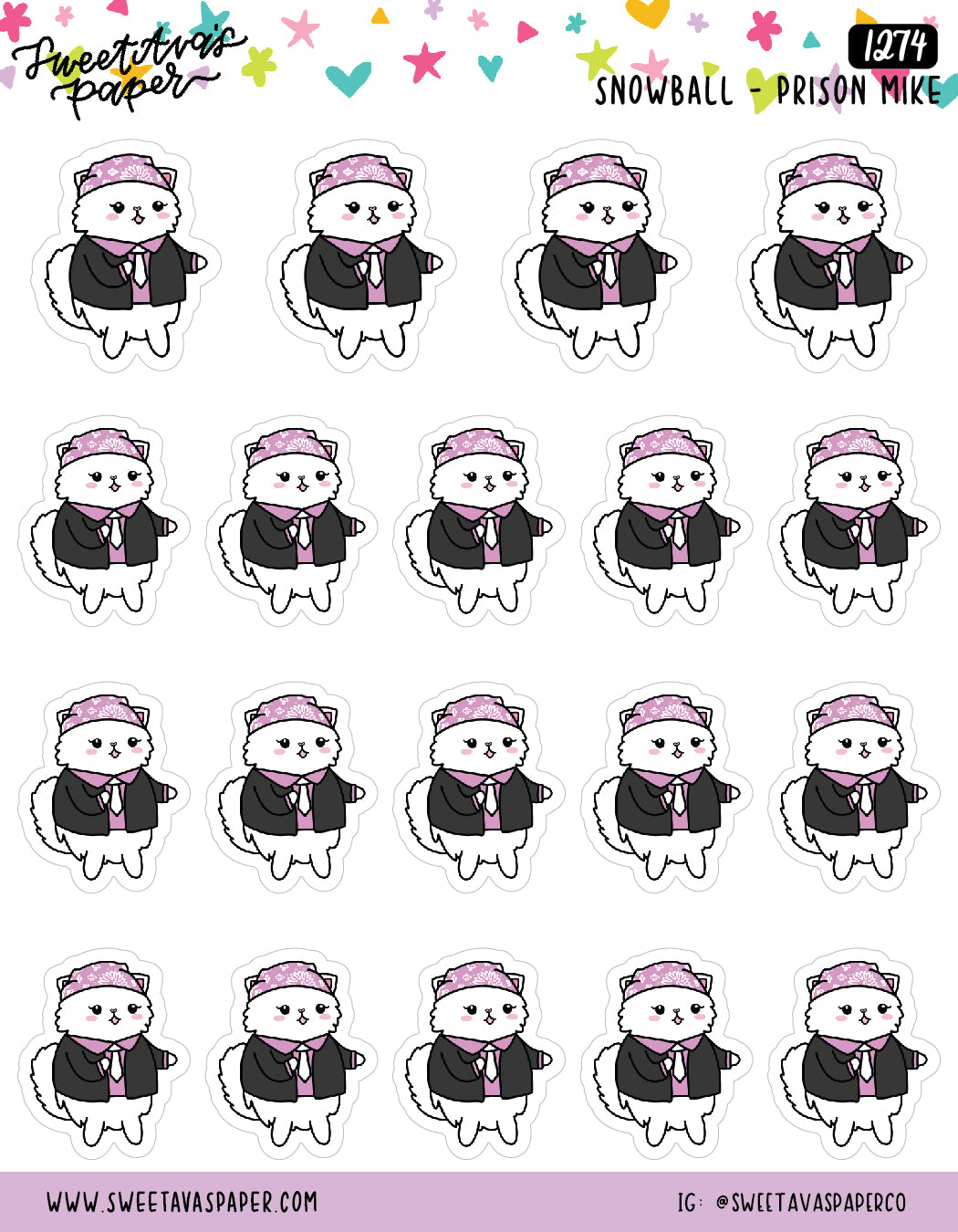 Prison Mike Planner Stickers - Snowball The Cat - [1274]