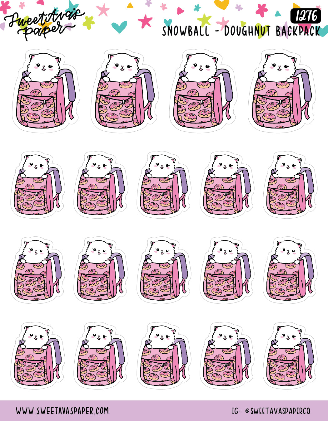 Backpack Planner Stickers - Snowball The Cat [1276]