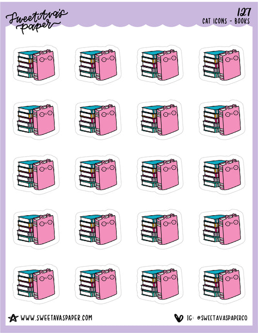 Book Stack Stickers - Cat Shaped Icons - [127]