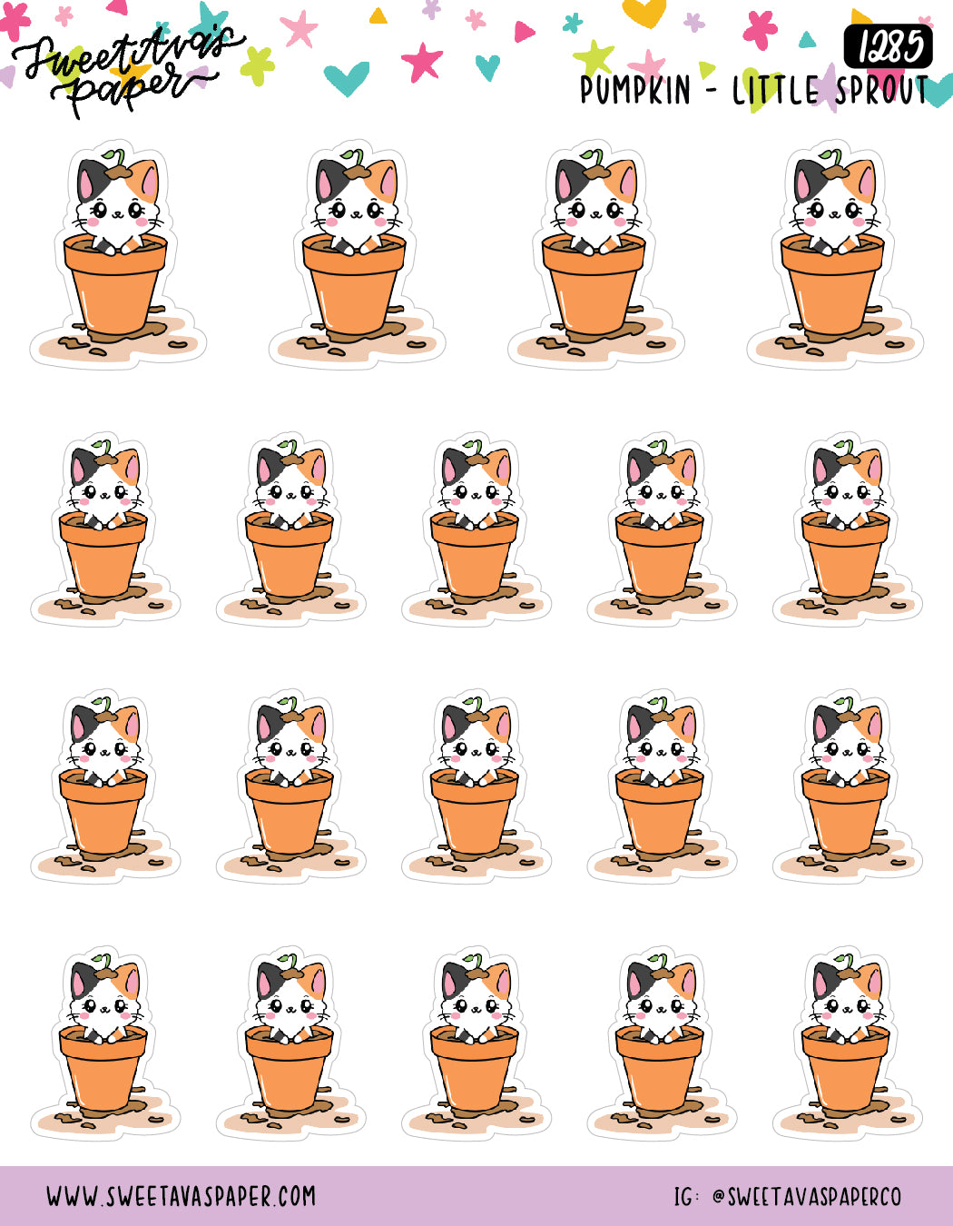 Plants Planner Stickers - Pumpkin The Cat - [1285]