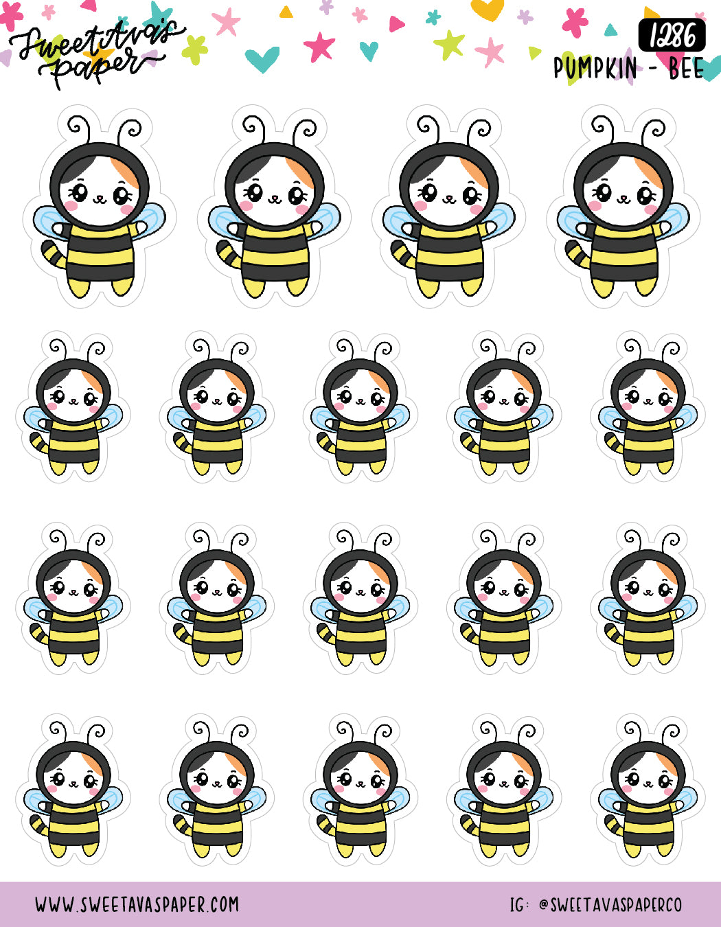 Busy Bee Planner Stickers - Pumpkin The Cat - [1286]