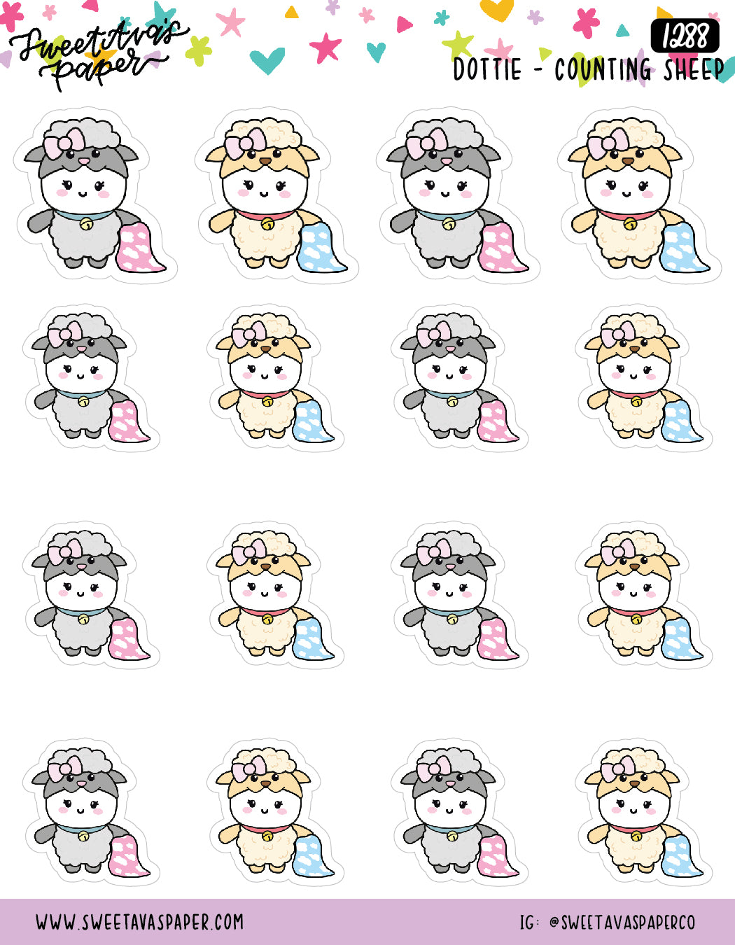 Counting Sheep Stickers - Nap Stickers - Sleep Stickers - Tired Planner Stickers - Dottie [1288]