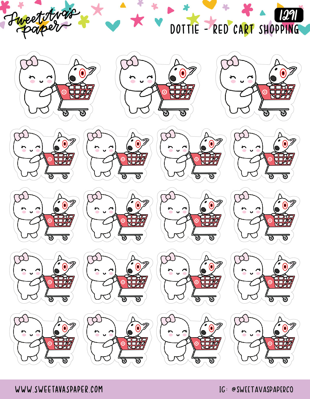 Red Cart Shopping Planner Stickers - Dottie [1291]