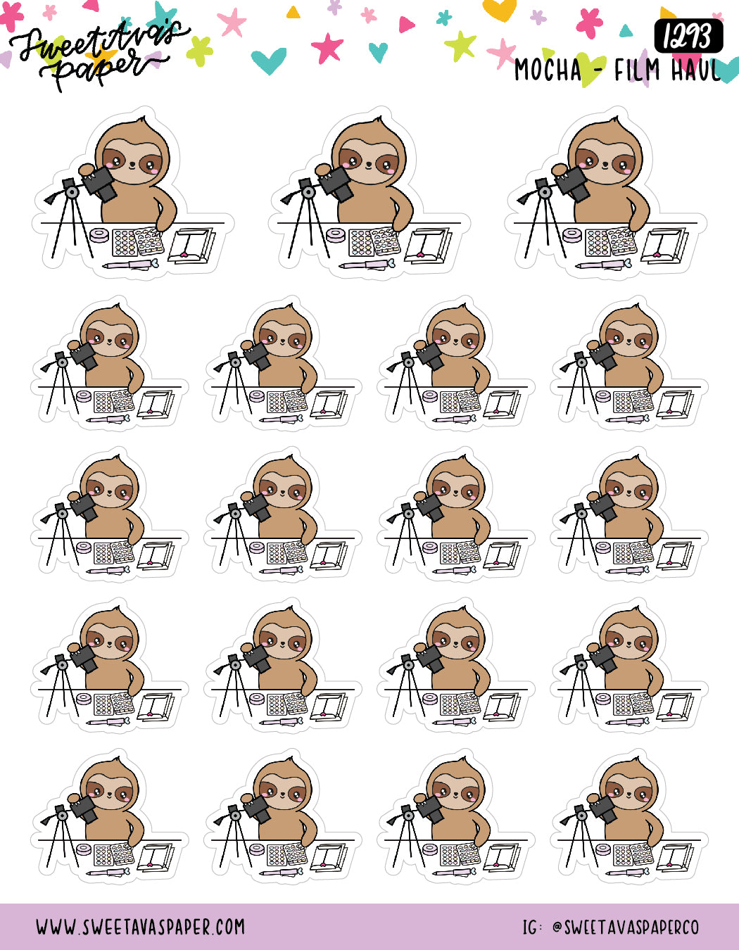 Filming Planner Haul Planner Stickers - Mocha The Sloth [1293]