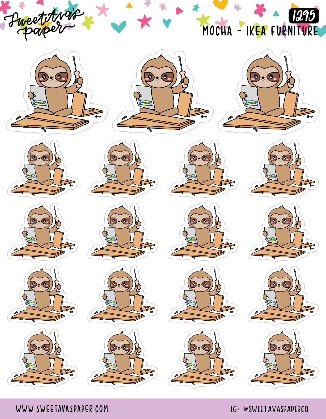 Put Together Furniture Planner Stickers - Mocha The Sloth [1295]
