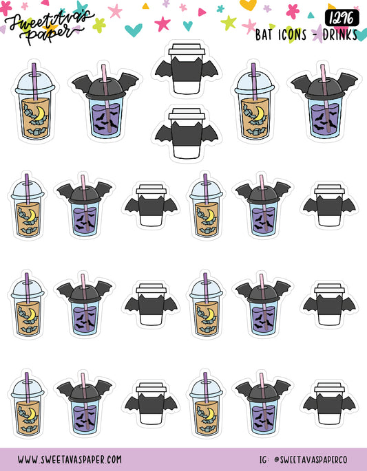 Bat Iced Coffee Planner Stickers - Monty The Bat [1296]