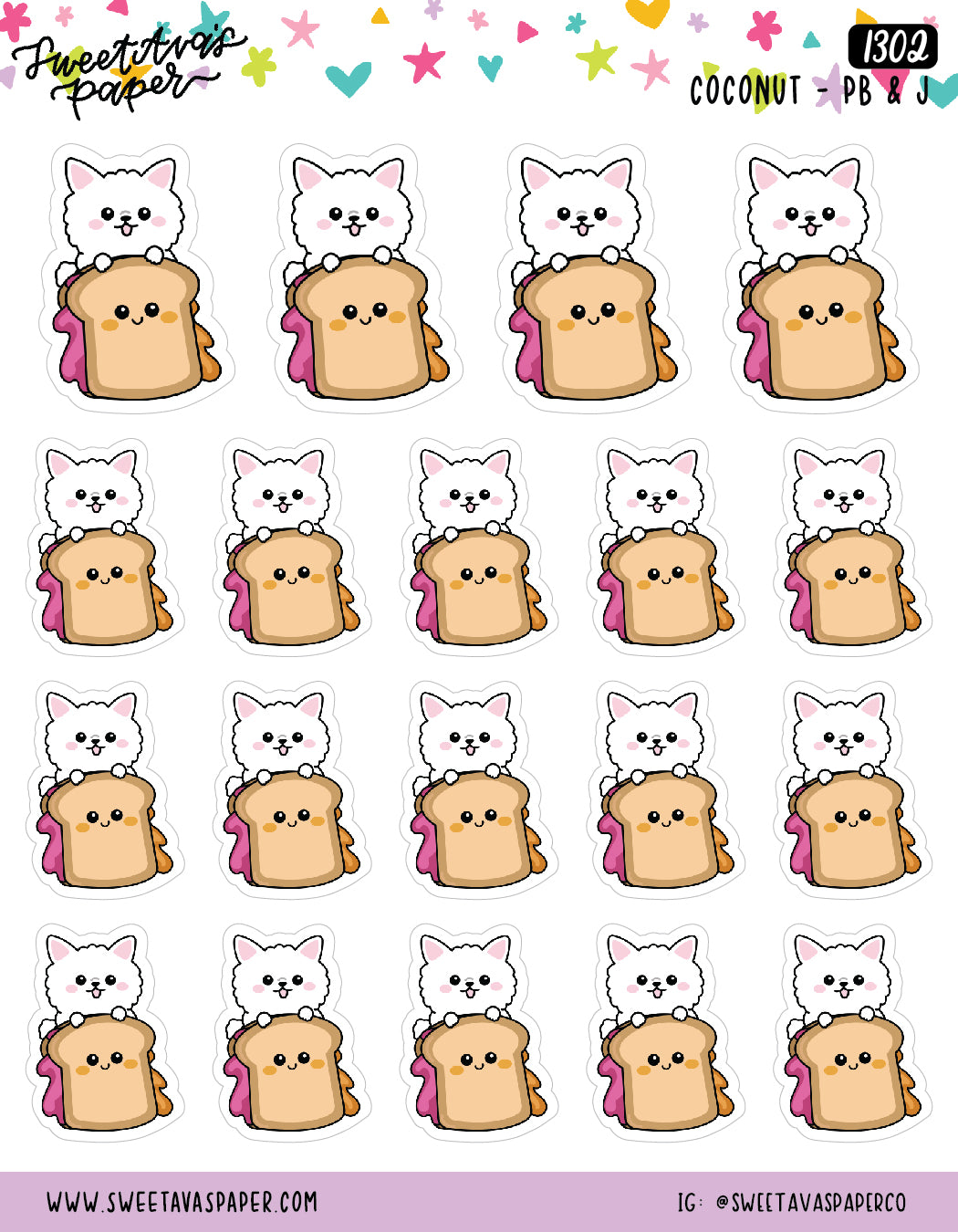 Peanut Butter And Jelly Sandwich Planner Stickers - Coconut [1302]