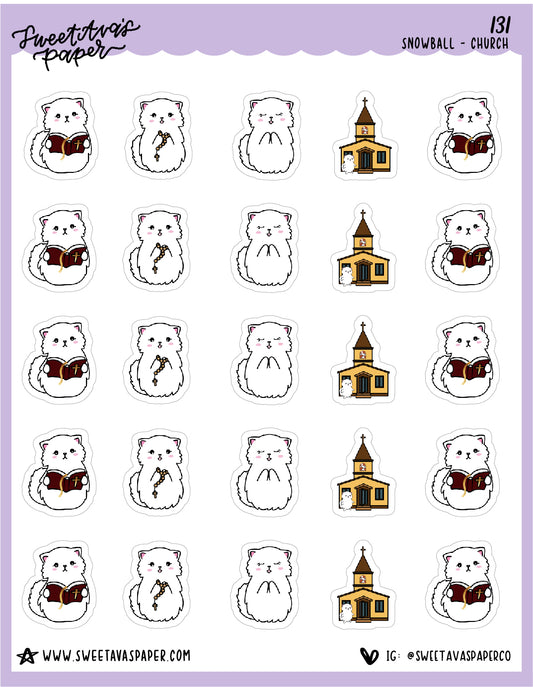 ICON SIZE - Church Stickers - Snowball The Cat - [131]