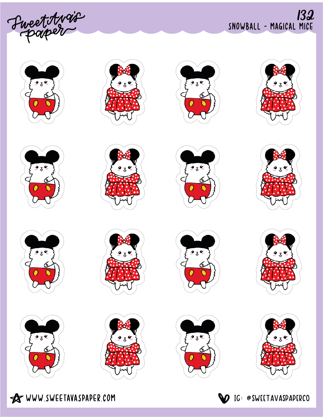 Mouse Couple Stickers - Snowball The Cat - [132]
