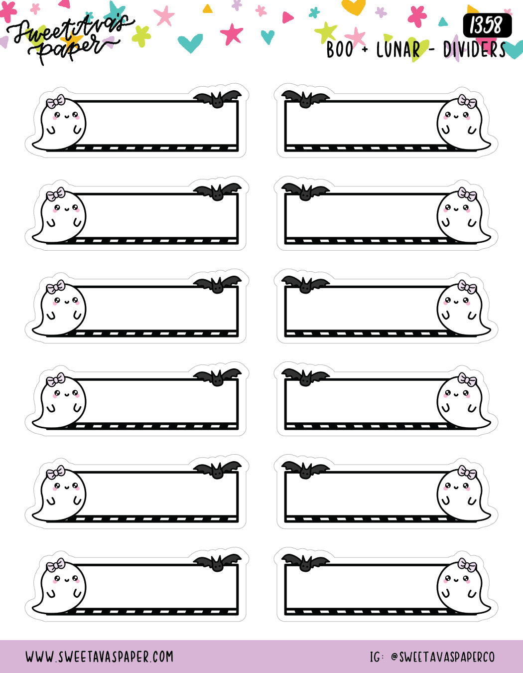 Banner Box Planner Stickers - Boo and Lunar [1358]