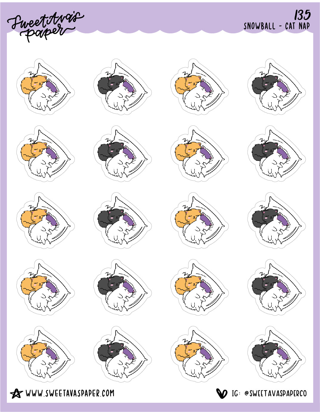 Cat Nap Stickers - Snowball The Cat - [135]
