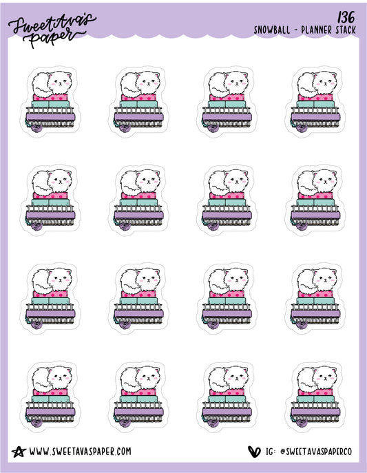 Planner Stack Stickers - Snowball The Cat - [136]